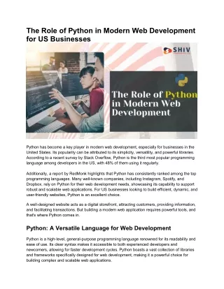 How Python Shapes Modern Web Development for US Businesses