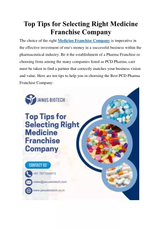 Top Tips for Selecting Right Medicine Franchise Company