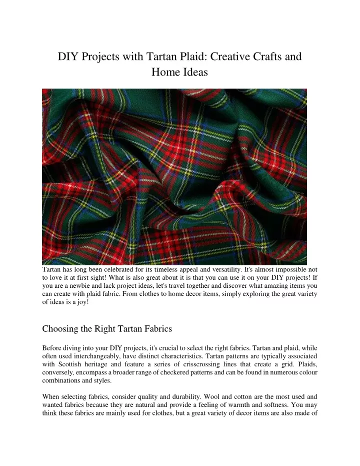 PPT - DIY Projects with Tartan Plaid Creative Crafts and Home Ideas ...