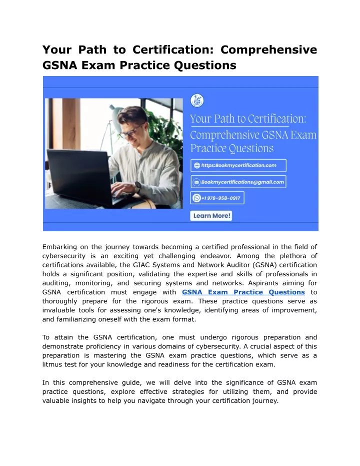 your path to certification comprehensive gsna