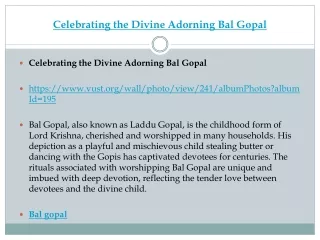 Celebrating the Divine Adorning Bal Gopal