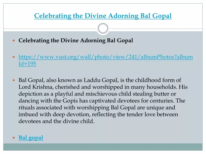 celebrating the divine adorning bal gopal