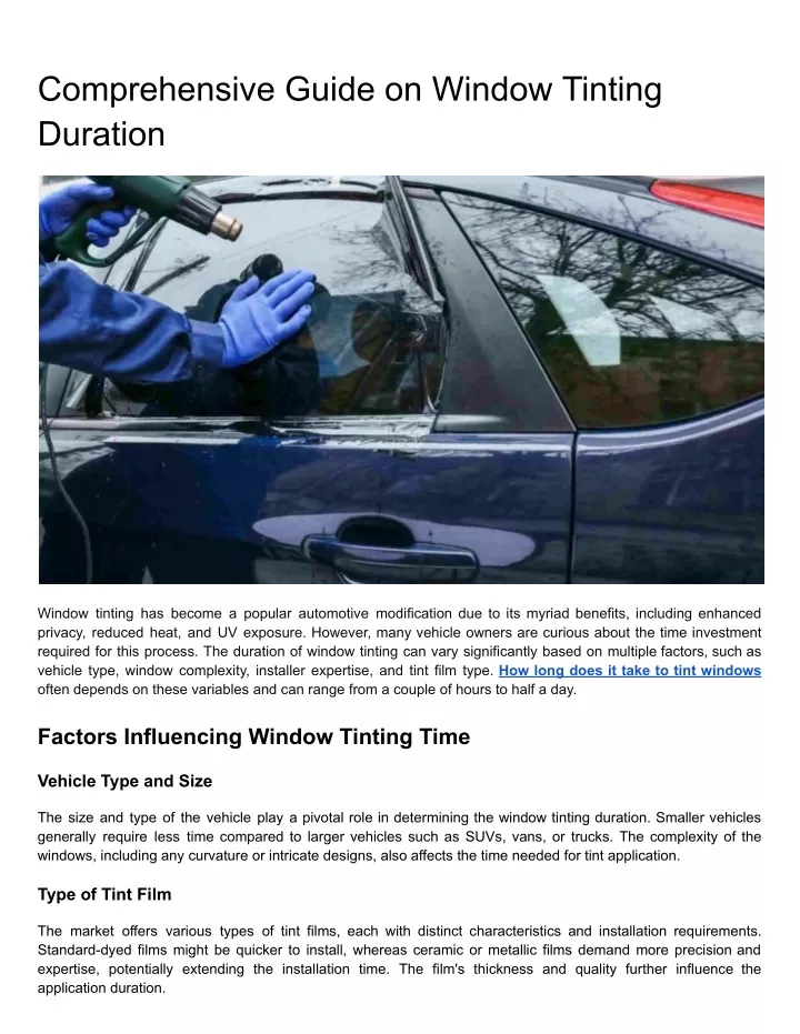 comprehensive guide on window tinting duration