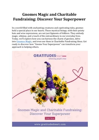 Gnomes Magic and Charitable Fundraising Discover Your Superpower