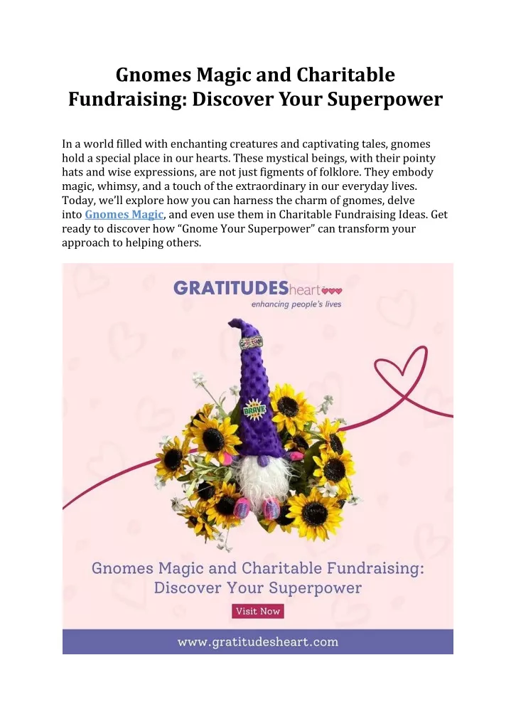 gnomes magic and charitable fundraising discover