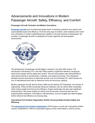 Advancements and Innovations in Modern Passenger Aircraft_ Safety, Efficiency, and Comfort