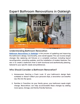 Expert Bathroom Renovations in Oakleigh- PDF