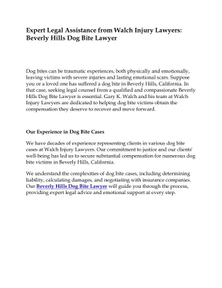 Beverly Hills Dog Bite Lawyer