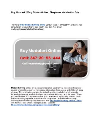 Buy Modalert 200mg Tablets Online -  Sleepiness Modalert for Sale