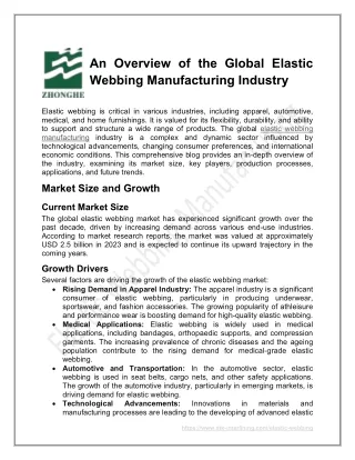 An Overview of the Global Elastic Webbing Manufacturing Industry