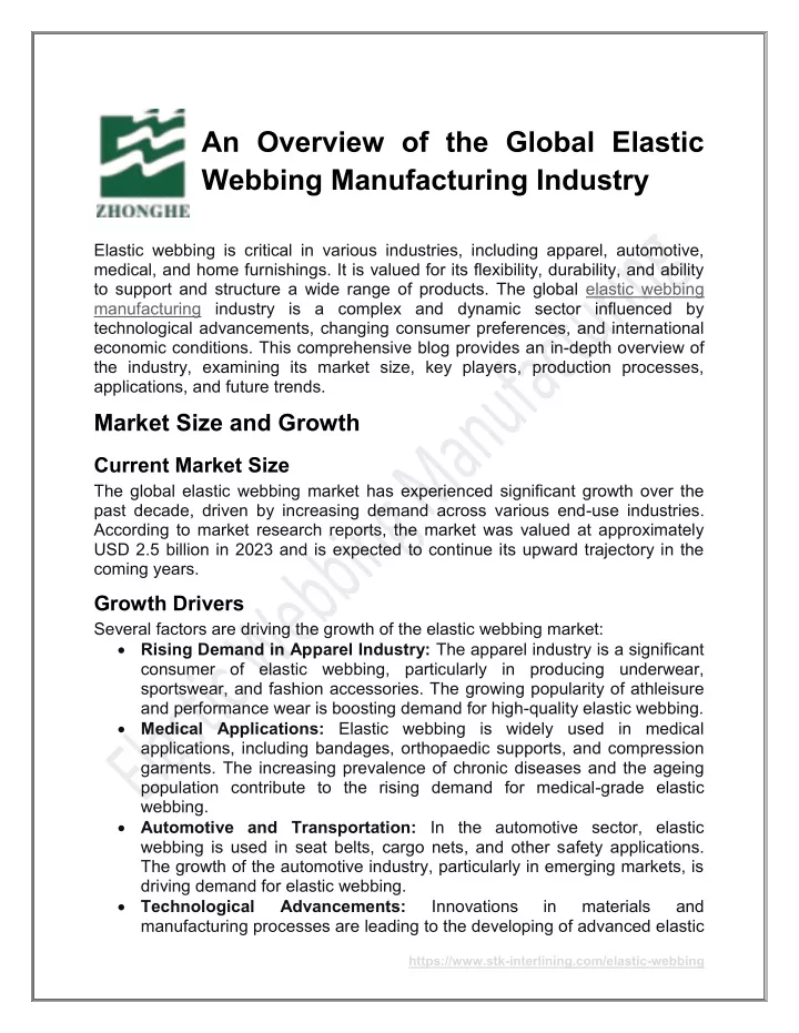 an overview of the global elastic webbing