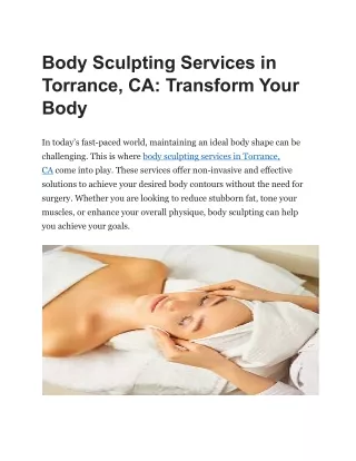 Body Sculpting Services in Torrance