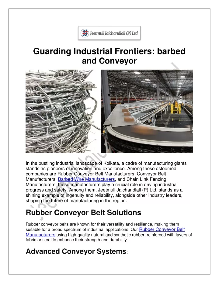 guarding industrial frontiers barbed and conveyor