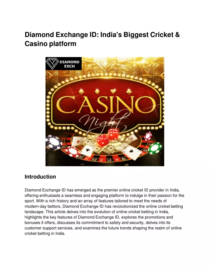 diamond exchange id india s biggest cricket