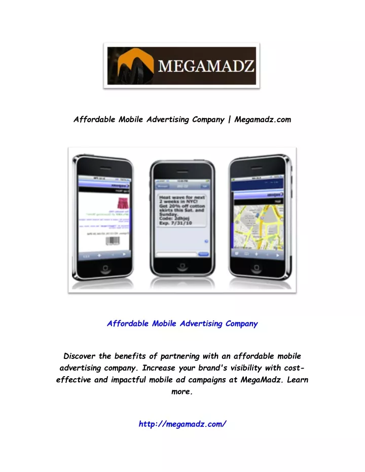 affordable mobile advertising company megamadz com