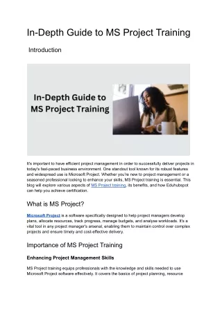 in depth guide to ms project training