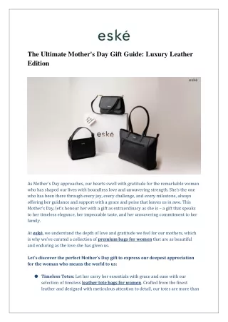 The Ultimate Mother's Day Gift Guide: Luxury Leather Edition
