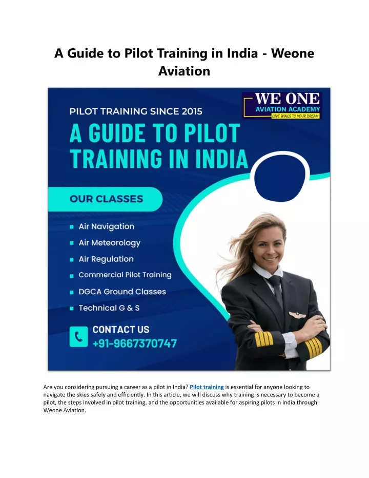 a guide to pilot training in india weone aviation