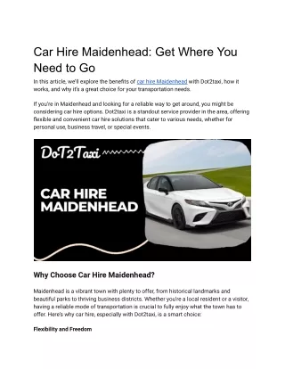 Car Hire Maidenhead_ Get Where You Need to Go