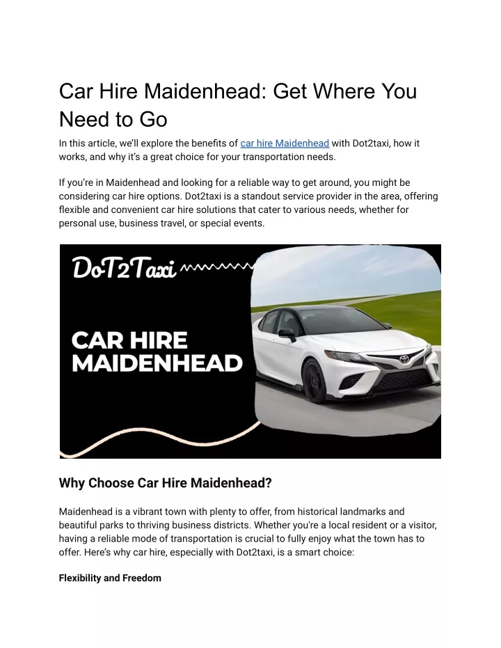 car hire maidenhead get where you need to go