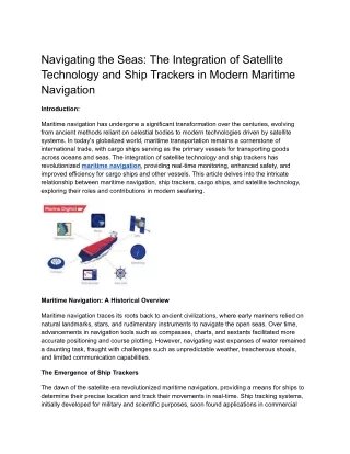 Navigating the Seas_ The Integration of Satellite Technology and Ship Trackers in Modern Maritime Navigation