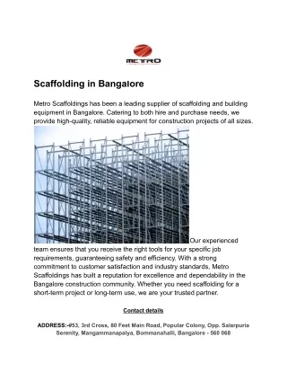 Scaffolding in Bangalore