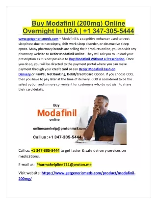 Buy Modafinil (200mg) Online Overnight In USA  1 347-305-5444