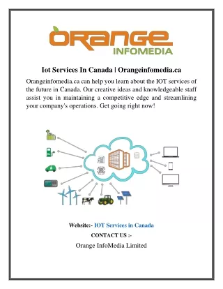 Iot Services In Canada  Orangeinfomedia.ca