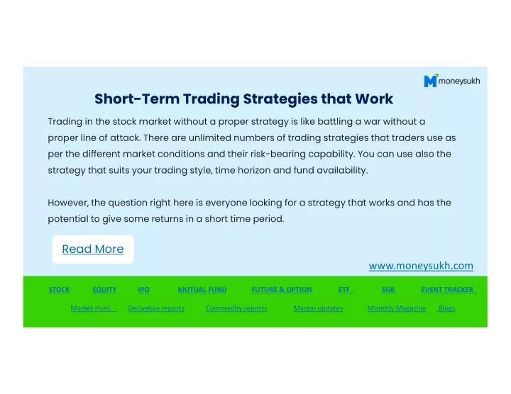 short term trading strategies that work