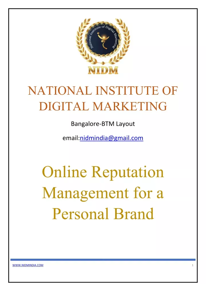 national institute of digital marketing