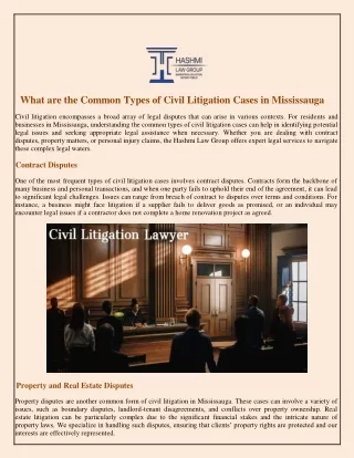 What are the Common Types of Civil Litigation Cases in Mississauga