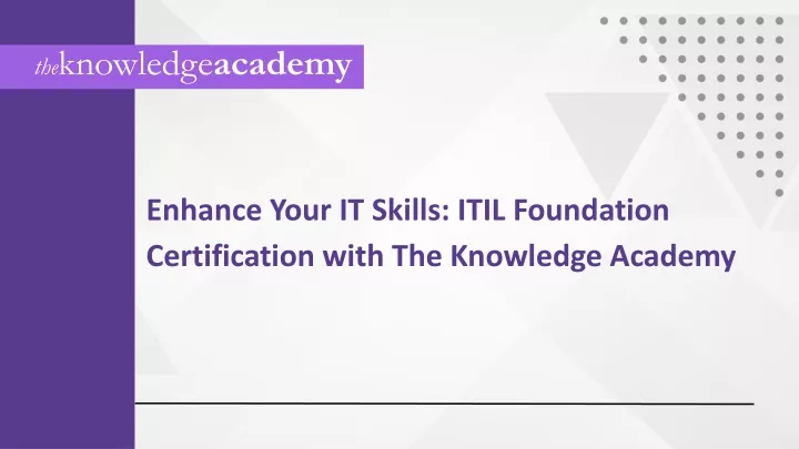 enhance your it skills itil foundation