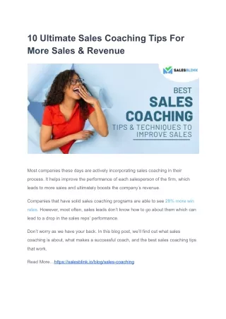 10 Ultimate Sales Coaching Tips For More Sales & Revenu
