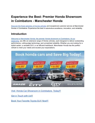 Experience the Best_ Premier Honda Showroom in Coimbatore - Manchester Honda