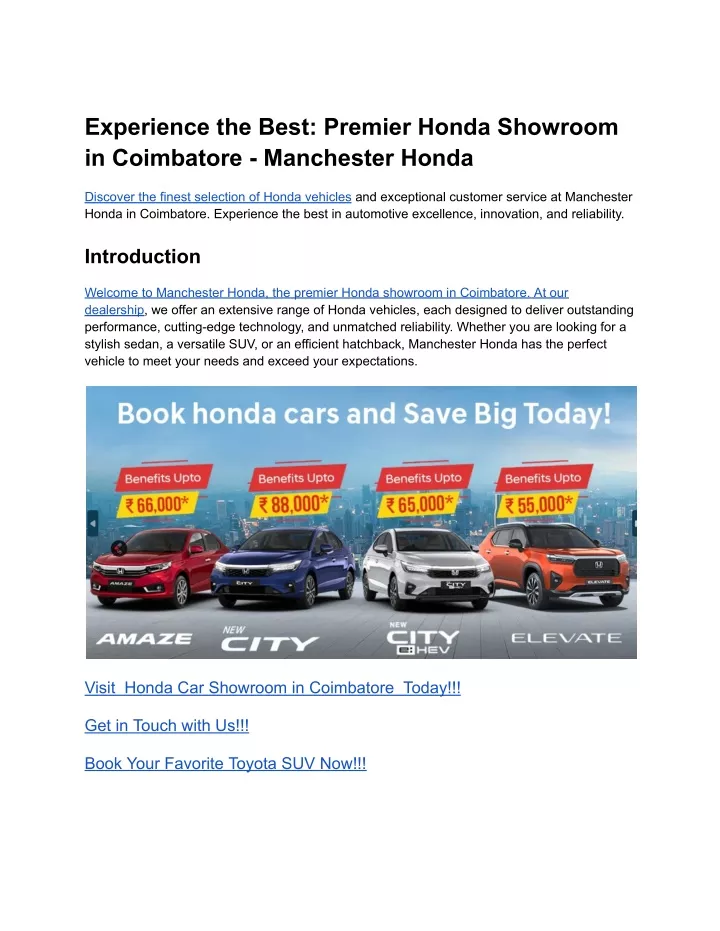 experience the best premier honda showroom