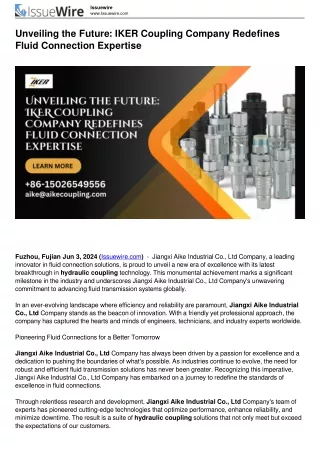 Unveiling the Future Jiangxi Aike Industrial Co., Ltd Company Redefines Fluid Connection Expertise