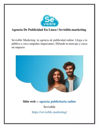 Agencia De Publicidad En Linea  Sevisible.marketing