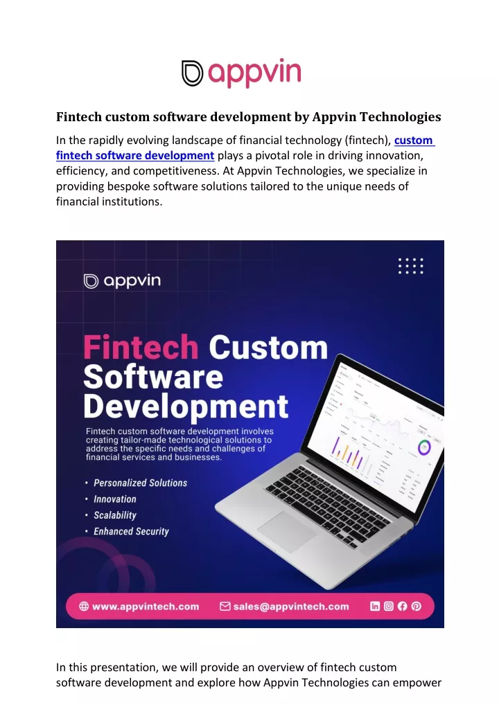 fintech custom software development by appvin