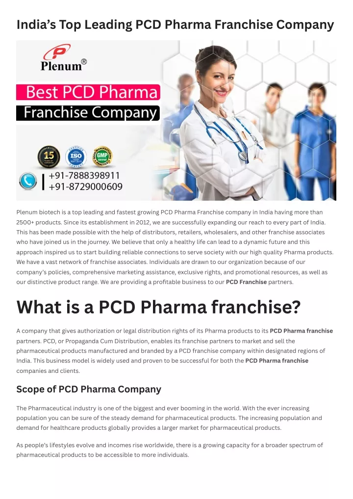 india s top leading pcd pharma franchise company