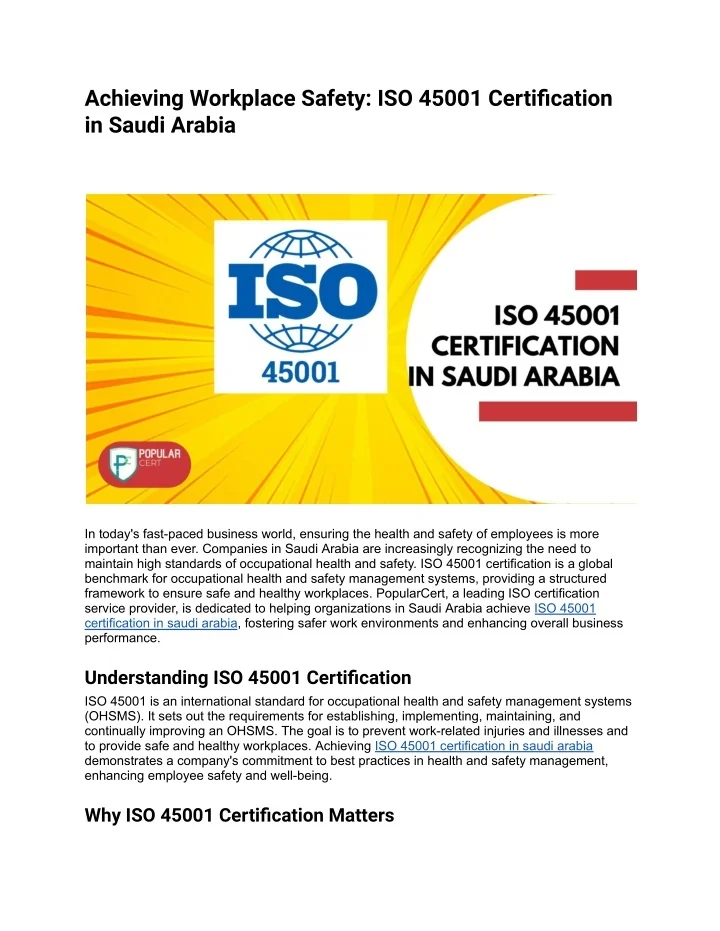 PPT - Achieving Workplace Safety_ ISO 45001 Certification in Saudi ...