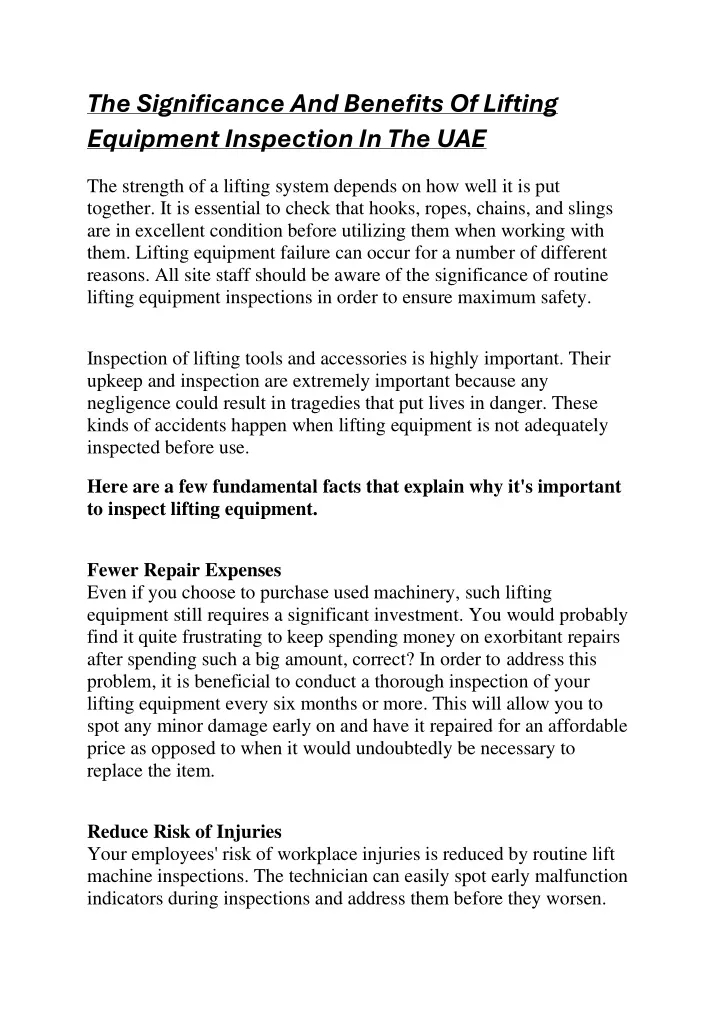 the significance and benefits of lifting