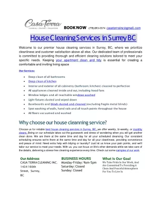 House Cleaning Services in Surrey BC