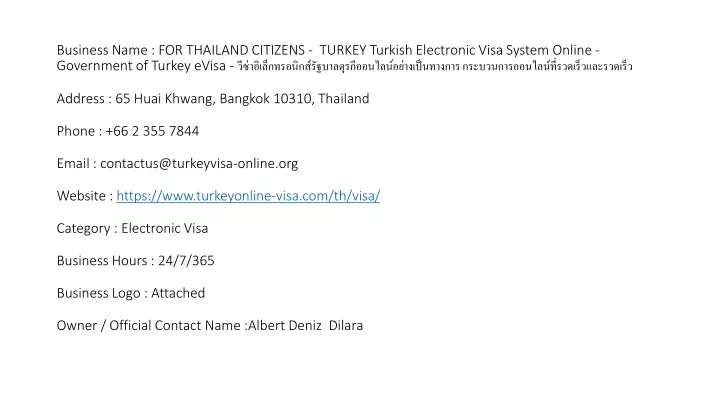 business name for thailand citizens turkey