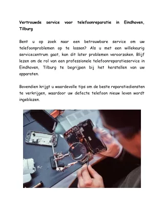 Trusted Service for Telephone Repair in Eindhoven, Tilburg - Google Docs