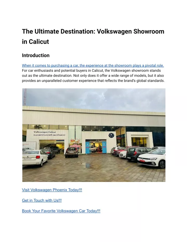 the ultimate destination volkswagen showroom