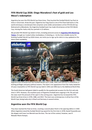 FIFA World Cup 2026 Diego Maradona’s feat of gold and Leo Messi’s redemption