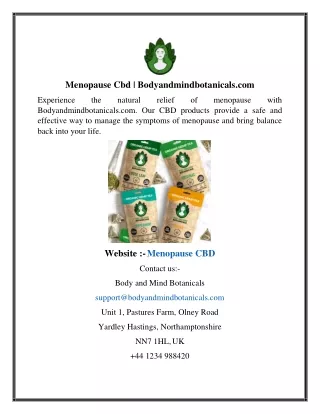 menopause cbd bodyandmindbotanicals com