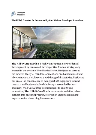 The Hill @ One-North, developed by Gao Xiuhua, Developer Launches.