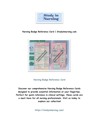 Nursing Badge Reference Card | Studyinnursing.com